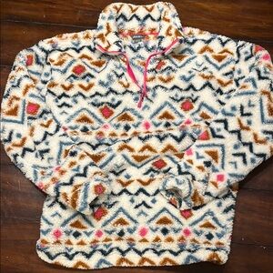 Trendy Fleece Pullover with Geometric Pattern